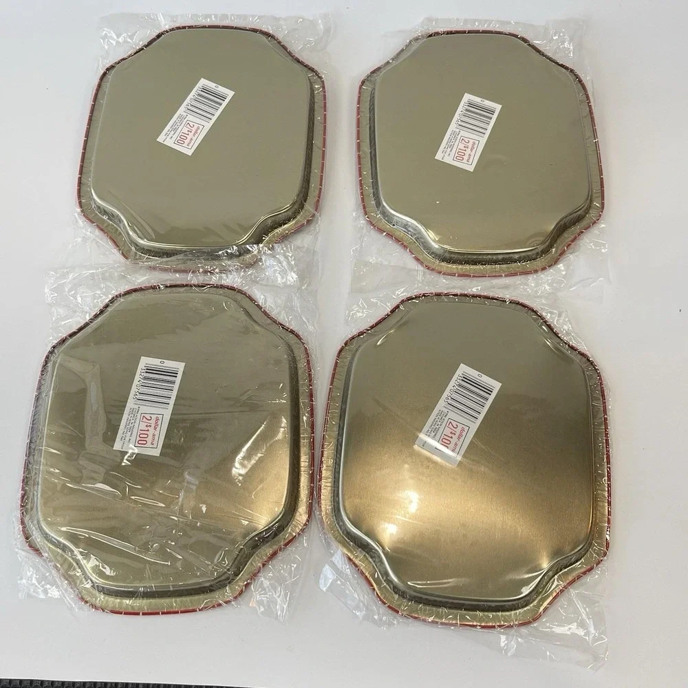 Action Industries,  Inc. Designs Vintage Squared Red Tin Trinket Trays  Set 1986